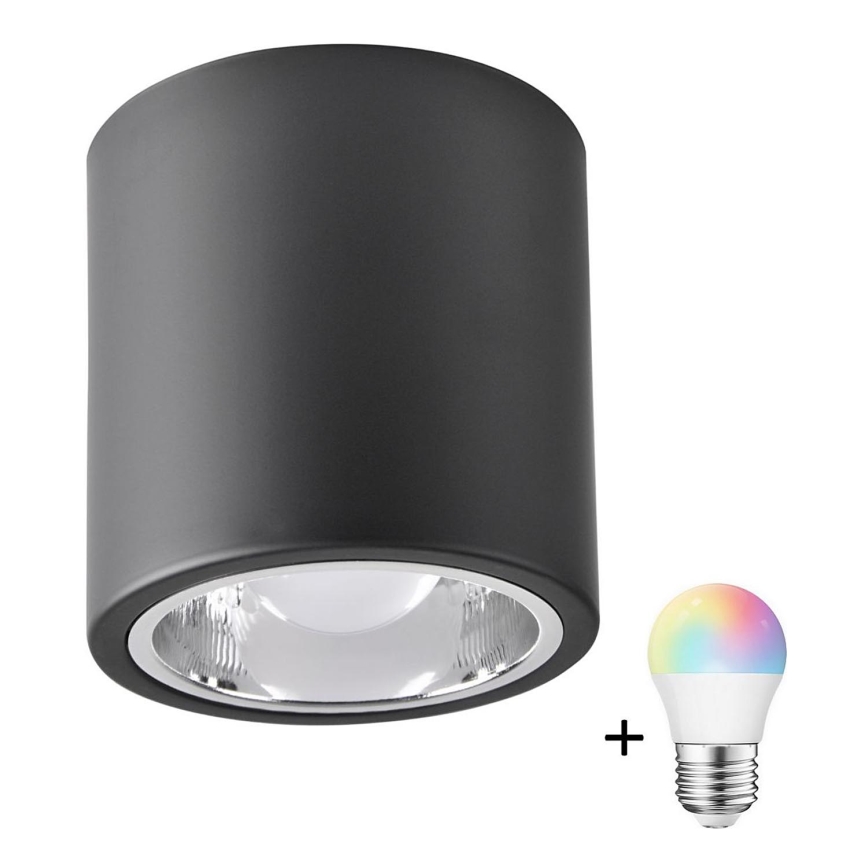 LED RGBW Димируемо точково осветление JUPITER 1xE27/6.5W/230V 2700-6500K Wi-Fi диаметър 13 см черно