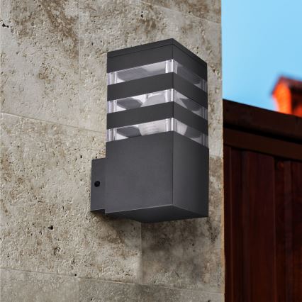 LED RGBW димируемо външно стенно осветително тяло TEKSAS 1xE27/12W/230V 2700-6500K Wi-Fi IP44 антрацит