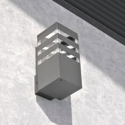 LED RGBW димируемо външно стенно осветително тяло TEKSAS 1xE27/12W/230V 2700-6500K Wi-Fi IP44 антрацит