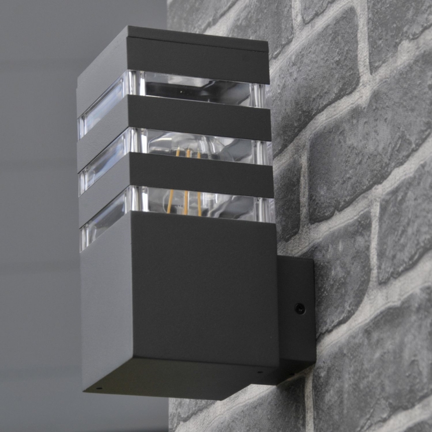 LED RGBW димируемо външно стенно осветително тяло TEKSAS 1xE27/12W/230V 2700-6500K Wi-Fi IP44 антрацит