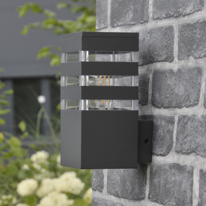 LED RGBW димируемо външно стенно осветително тяло TEKSAS 1xE27/12W/230V 2700-6500K Wi-Fi IP44 антрацит