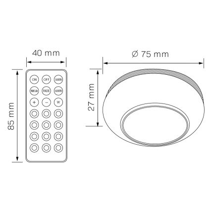 LED RGBW Димируемо осветление на мебели LED/0,5W/4,5V 3xAAA бял + дистанционно управление