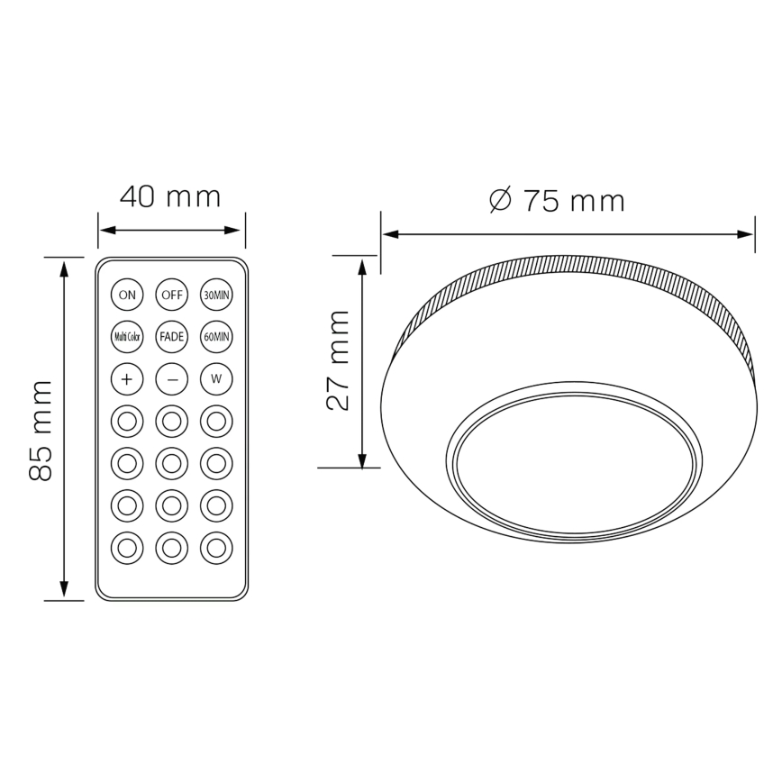 LED RGBW Димируемо осветление на мебели LED/0,5W/4,5V 3xAAA бял + дистанционно управление