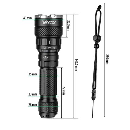 LED RGBW Регулируема презареждаема фенер LED/15W/5V IP66 1500 lm 2000 mAh