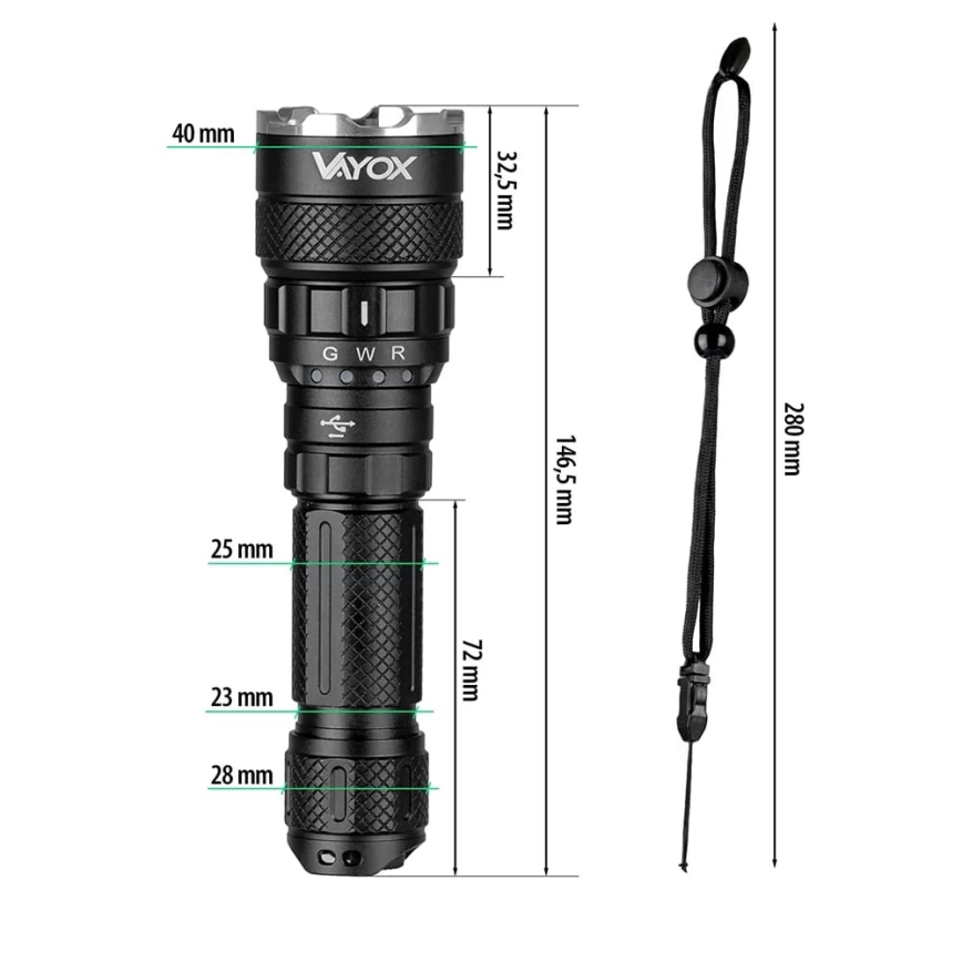 LED RGBW Регулируема презареждаема фенер LED/15W/5V IP66 1500 lm 2000 mAh