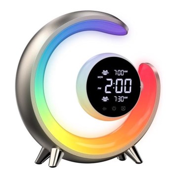 LED RGBW регулируема настолна лампа с будилник PEACOCK LED/20W/5V USB