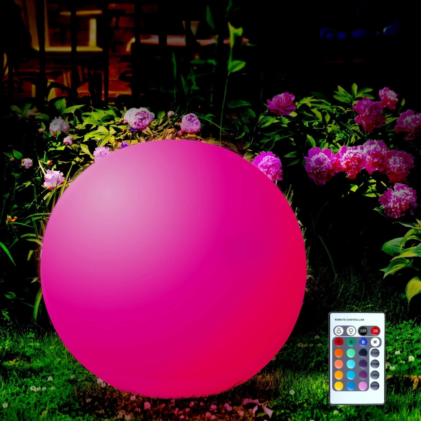 LED RGBW Соларна лампа BALL LED/3,2V Ø 20 cm IP65 + дистанционно управление