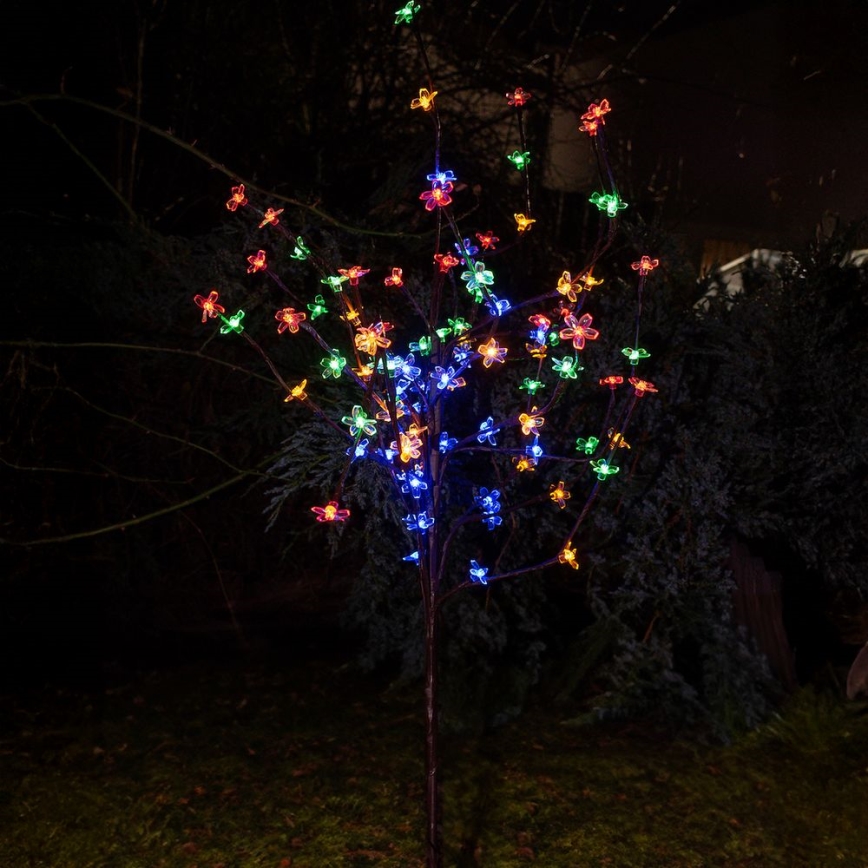 LED RGBW Соларна лампа TREE LED/0,1W/1,2V 600 mAh IP44 кафяв