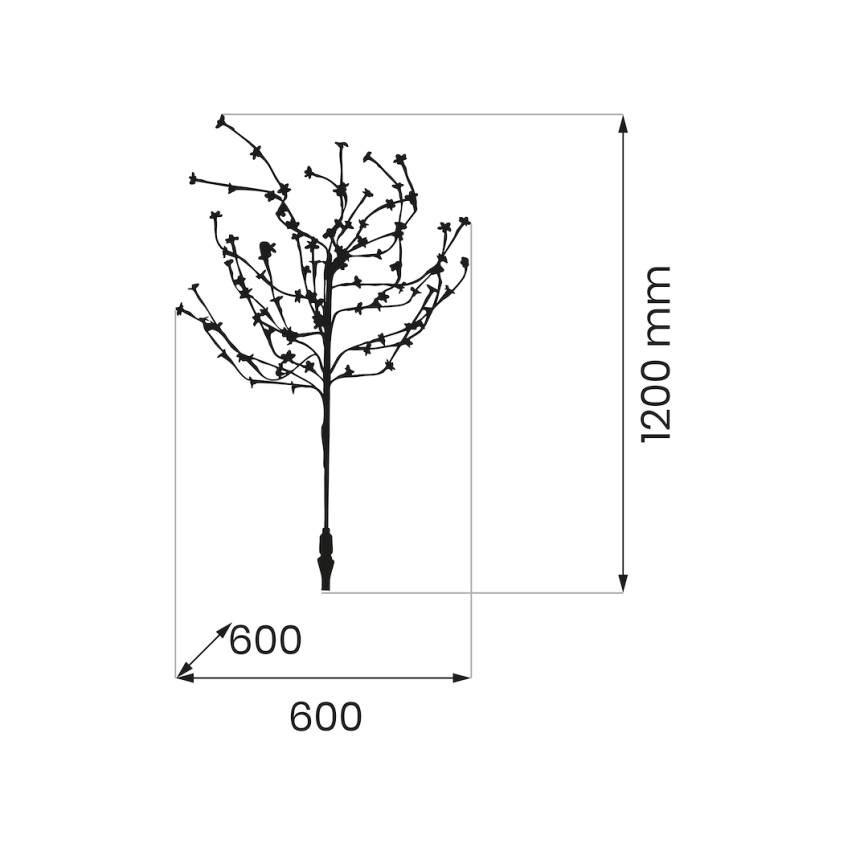 LED RGBW Соларна лампа TREE LED/0,1W/1,2V 600 mAh IP44 кафяв