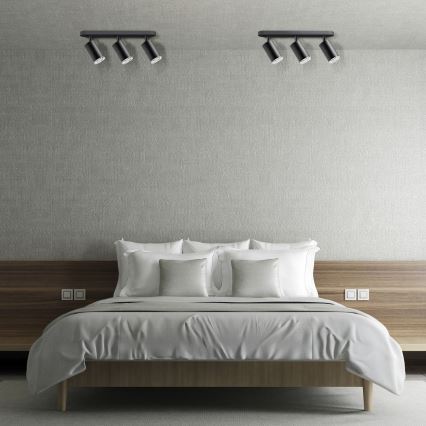 LED RGBW димируемо точково осветително тяло за баня TURYN 3xGU10/6W/230V 3000K IP44 черно + дистанционно управление