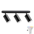 LED RGBW точково осветително тяло за баня TURYN с възможност за димиране 3xGU10/6,5W/230V 2700-6500K Wi-Fi IP44 черно