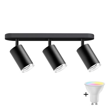 LED RGBW точково осветително тяло за баня TURYN с възможност за димиране 3xGU10/6,5W/230V 2700-6500K Wi-Fi IP44 черно