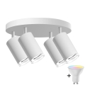 LED RGBW точково осветително тяло за баня TURYN с възможност за димиране 4xGU10/6,5W/230V 2700-6500K Wi-Fi IP44 бяло