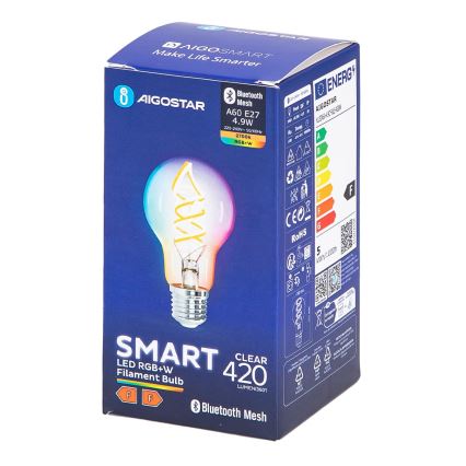 LED RGBW Димируема крушка FILAMENT MESH Интелигентен A60 E27/4,9W/230V 2700K - Aigostar