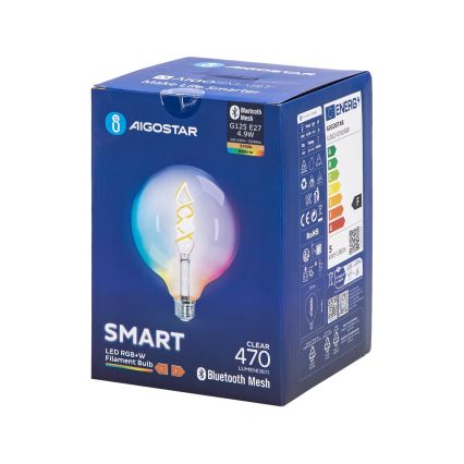 LED RGBW Крушка FILAMENT G125 E27/4,9W/230V 2700K - Aigostar