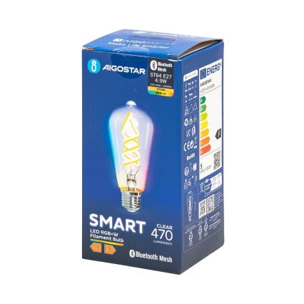 LED RGBW Димируема крушка FILAMENT MESH Интелигентен ST64 E27/4,9W/230V 2700K - Aigostar