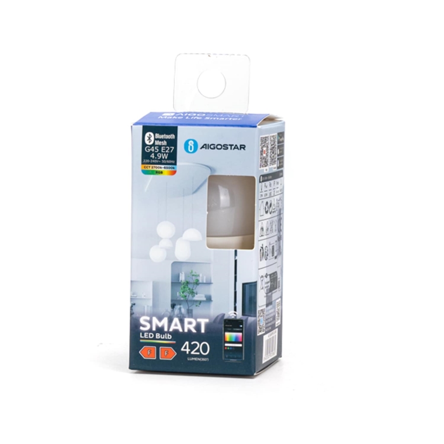 LED RGBW Димируема крушка MESH Smart G45 E27/4,9W/230V 2700-6500K - Aigostar