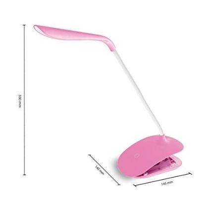 LED Сензорна димируема настолна лампа с щипка LED/3,5W/230V розова