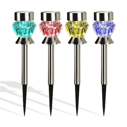 LED Солар. лампа CRYSTAL 2xLED-RGB/0,02W/1xAAA матов хром IP44