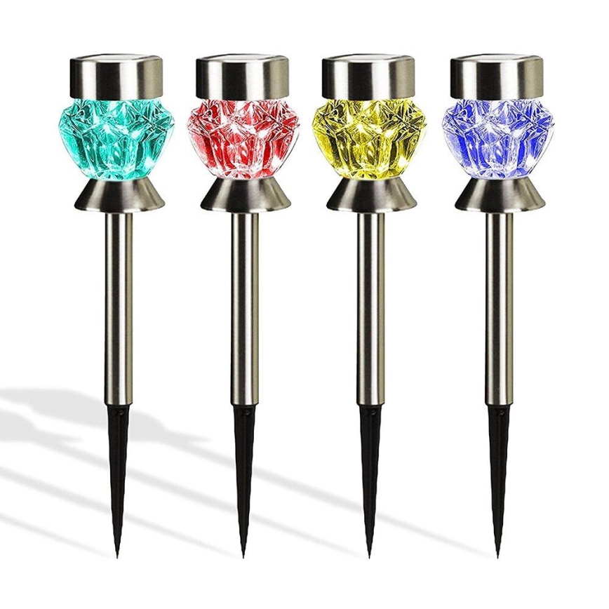LED Солар. лампа CRYSTAL 2xLED-RGB/0,02W/1xAAA матов хром IP44