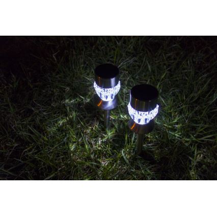 LED Солар. лампа CRYSTAL 2xLED-RGB/0,02W/1xAAA матов хром IP44