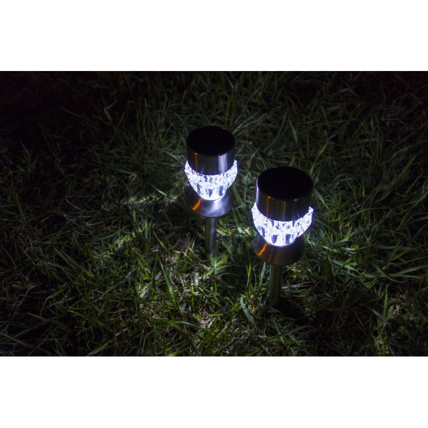 LED Солар. лампа CRYSTAL 2xLED-RGB/0,02W/1xAAA матов хром IP44