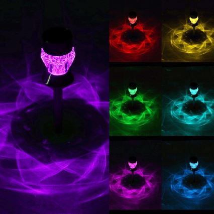 LED Солар. лампа CRYSTAL 2xLED-RGB/0,02W/1xAAA матов хром IP44
