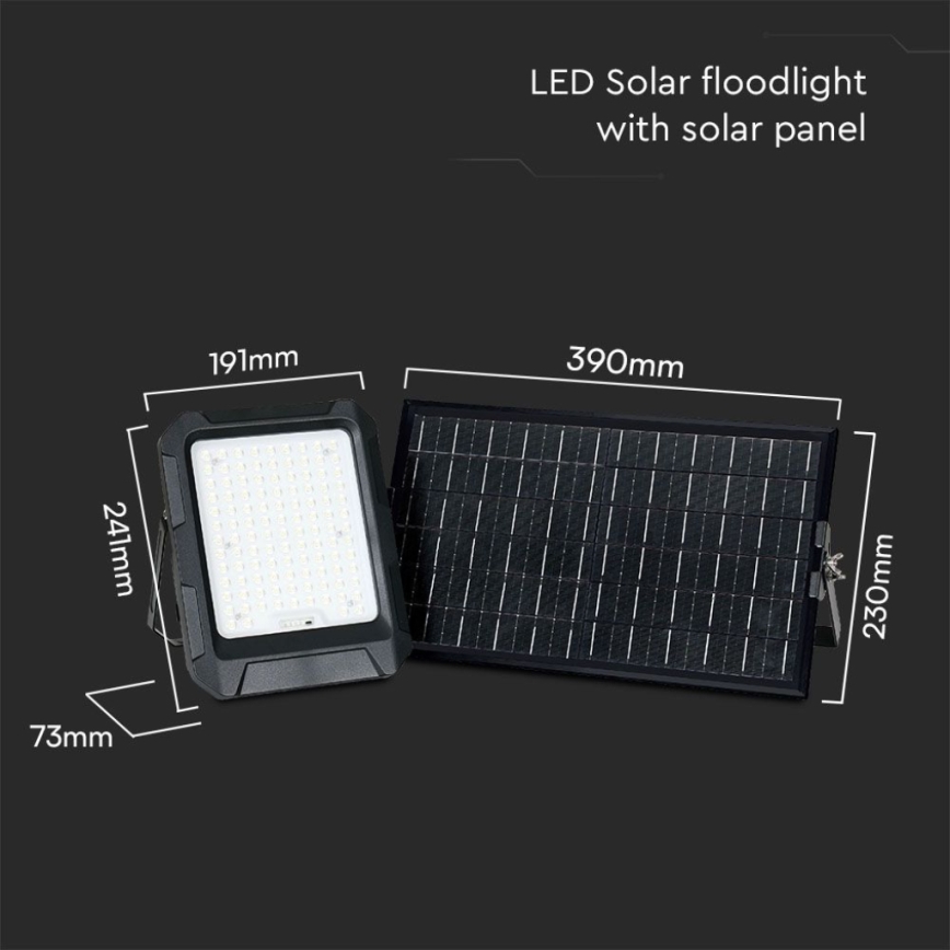 LED Solar прожектор LED/15W/3,7V IP65 4000K черен + дистанционно управление