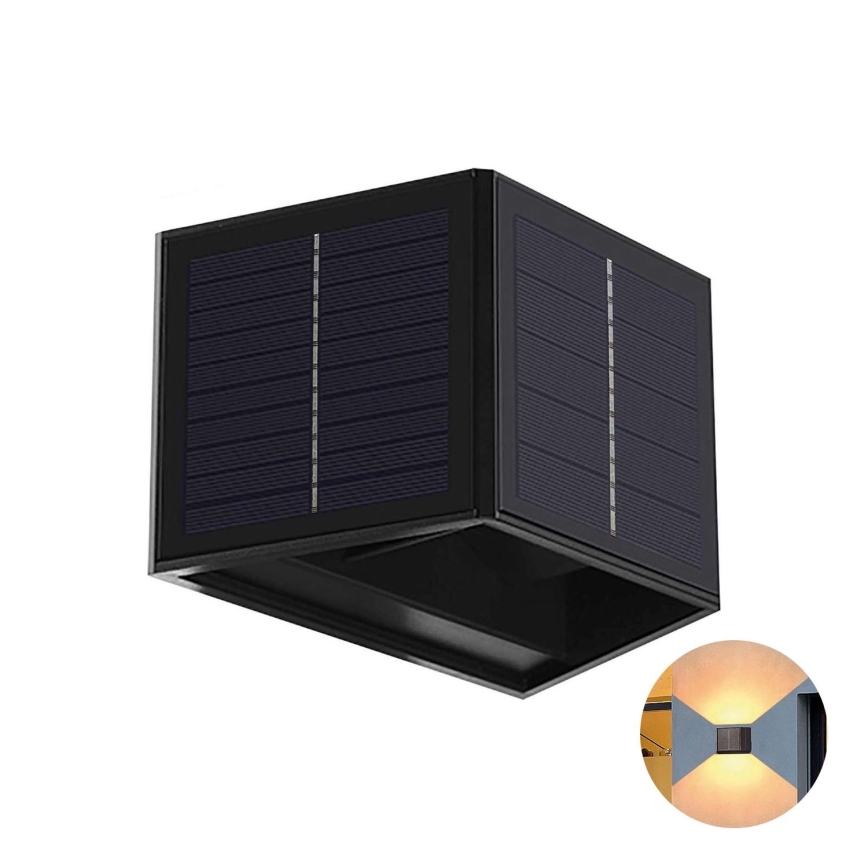 LED Соларен аплик CUBUS 2xLED/1,5W/3,7V 1500 mAh IP54