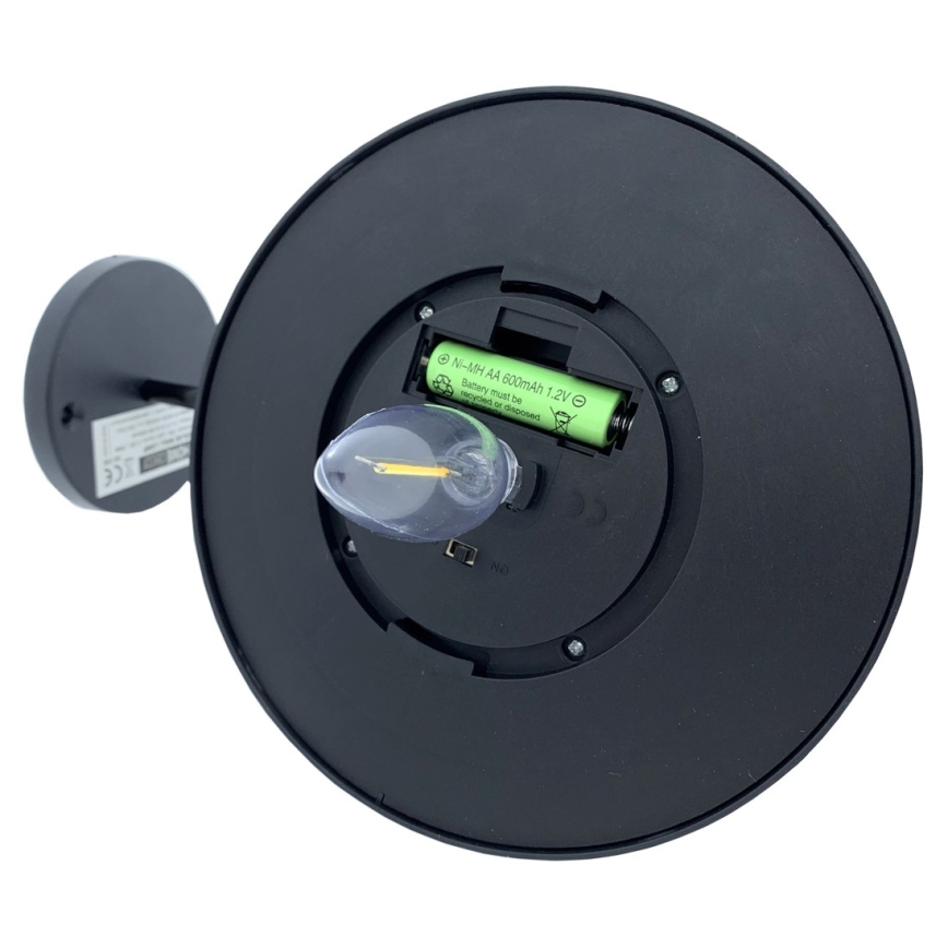 LED Соларен аплик LED/0,5W/1,2V 600 mAh IP44 черен