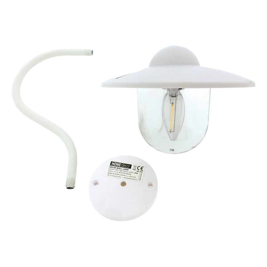 LED Соларен аплик LED/0,5W/1,2V 600 mAh IP44 бял