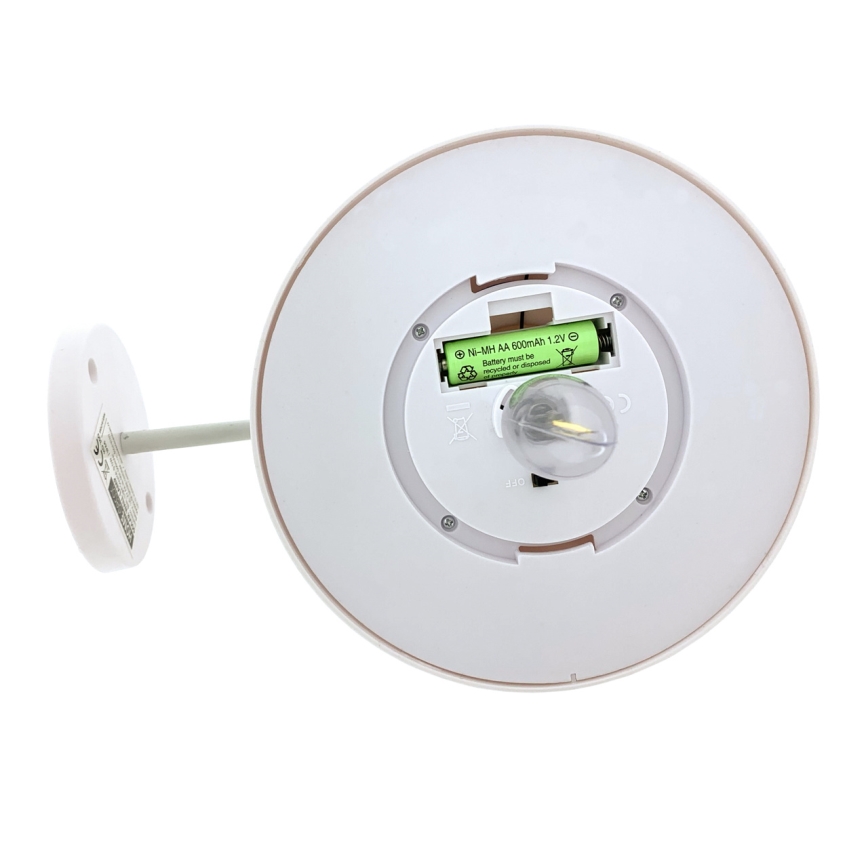 LED Соларен аплик LED/0,5W/1,2V 600 mAh IP44 бял