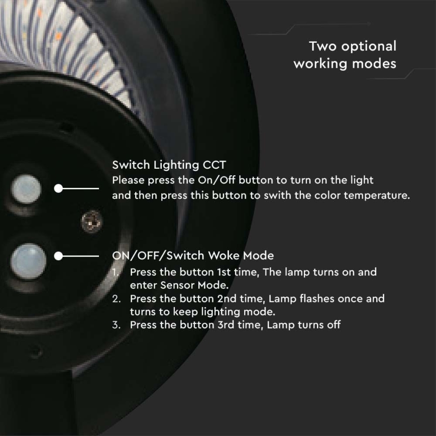LED Соларен аплик със сензор LED/15W/3,2V 4000K/6000K IP65