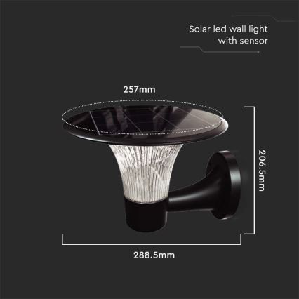 LED Соларен аплик със сензор LED/15W/3,2V 4000K/6000K IP65