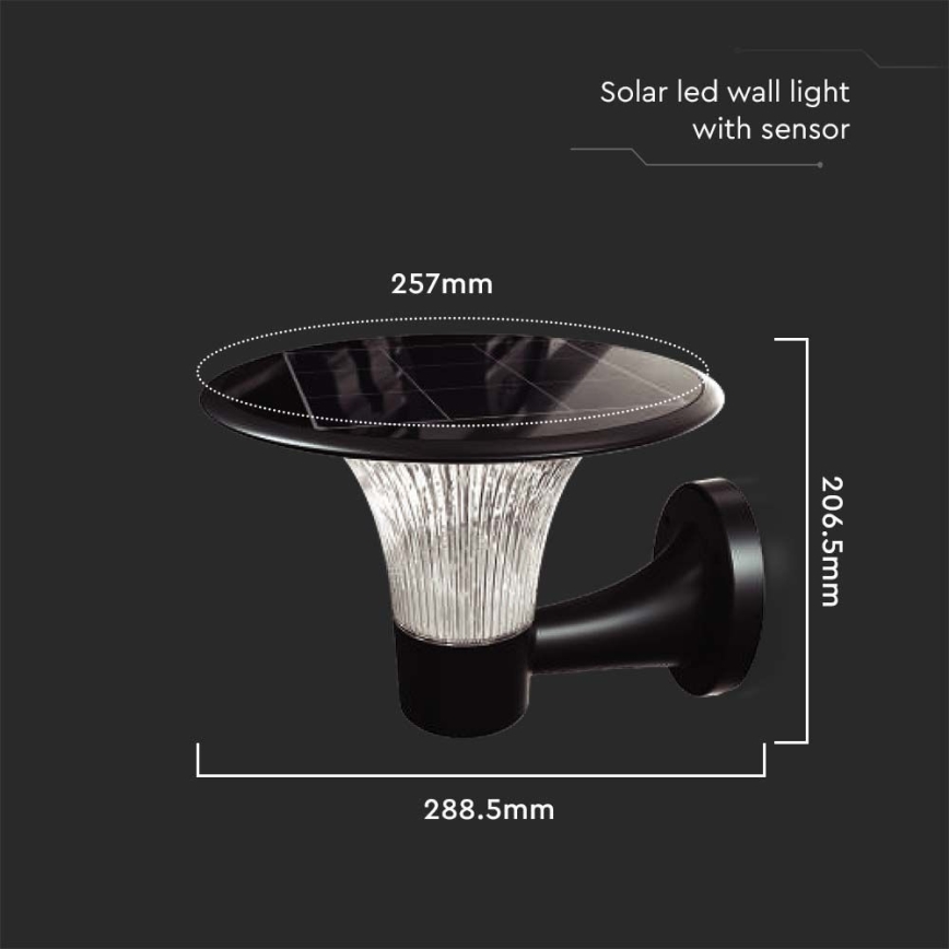 LED Соларен аплик със сензор LED/15W/3,2V 4000K/6000K IP65