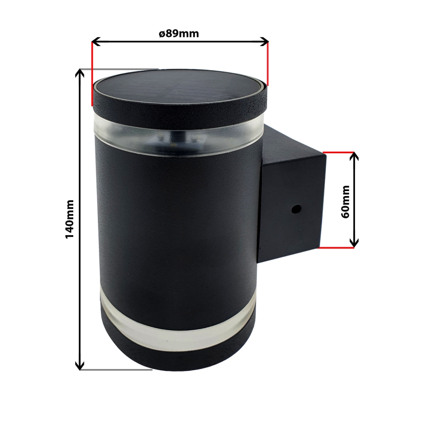 LED Соларен аплик LED/5V IP44 черен