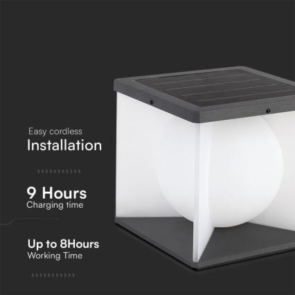 LED Димируем соларен аплик LED/8W/3,7V IP65 3000K 5200 mAh + дистанционно управление