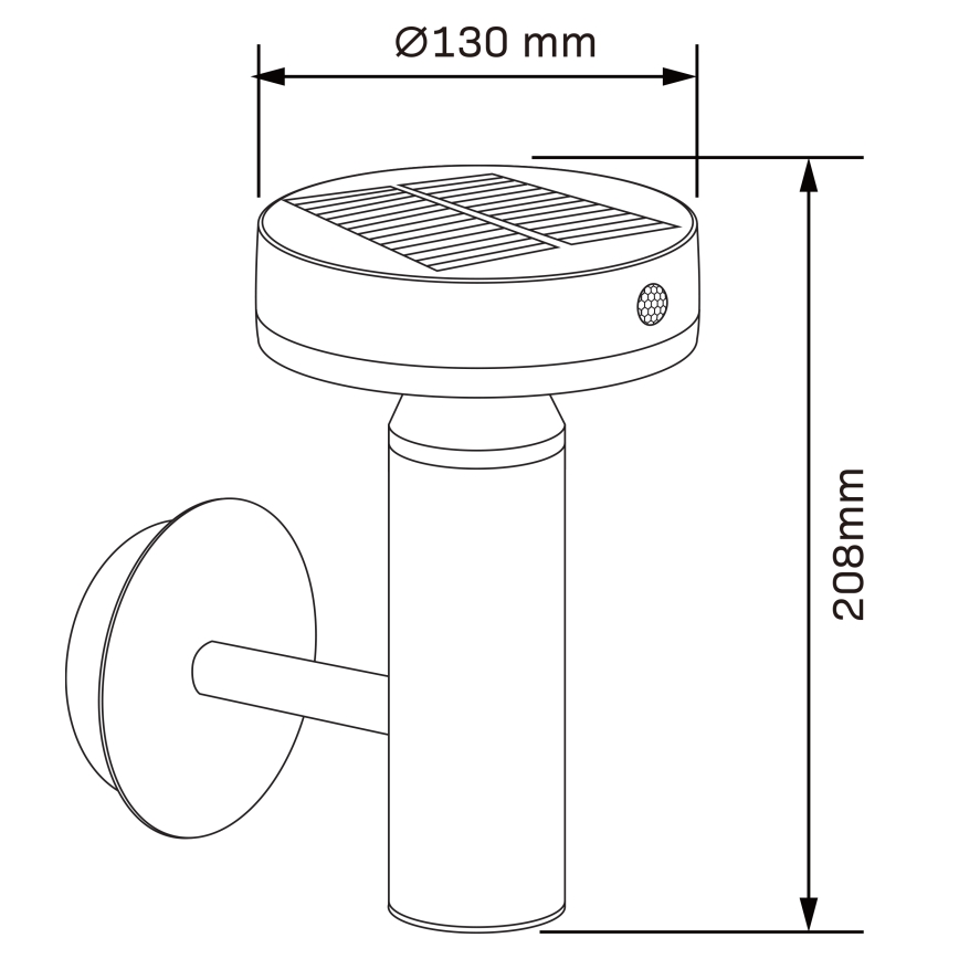 LED Соларен аплик със сензор GWINEA LED/4,5W/3,7V 2000 mAh IP44 черен