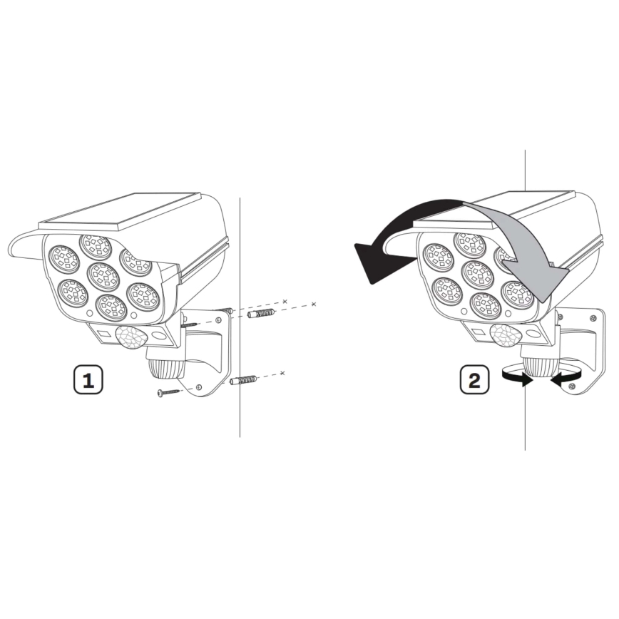 LED Соларна макетна охранителна камера със сензор KAMERA LED/1W/3,7V 1200 mAh IP44 + дистанционно управление
