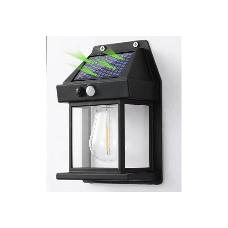 LED Соларен аплик със сензор LANTER LED/1W/3,7V 1200 mAh IP44 черен