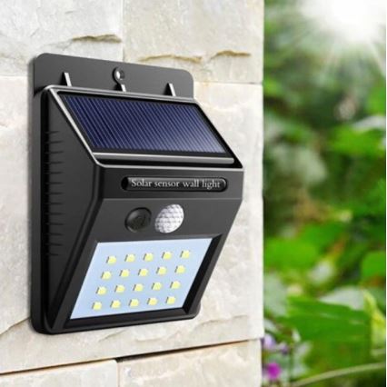 LED Соларен аплик със сензор LED/0,55W/3,7V 1200 mAh IP65