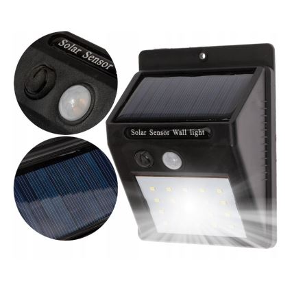 LED Соларен аплик със сензор LED/0,55W/3,7V 1200 mAh IP65