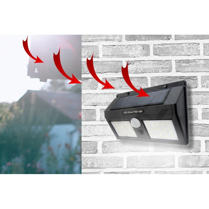 LED Соларен аплик със сензор LED/1,2W/3,7V 2400 mAh IP54