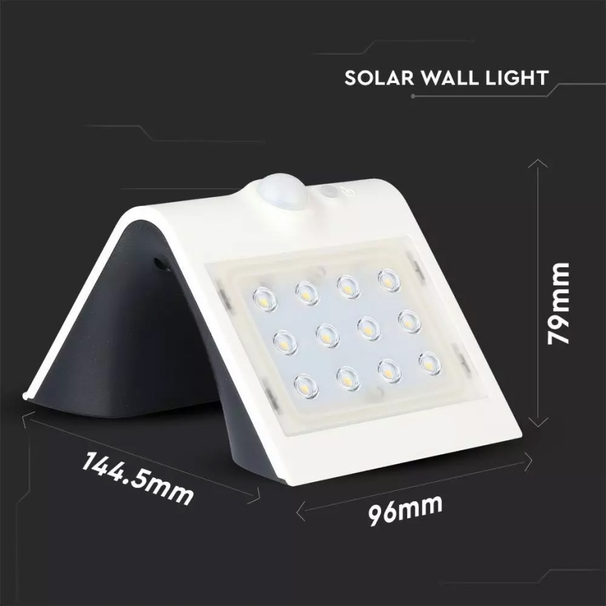 LED Соларен аплик със сензор LED/1.5W/3,7V IP65 1200 mAh