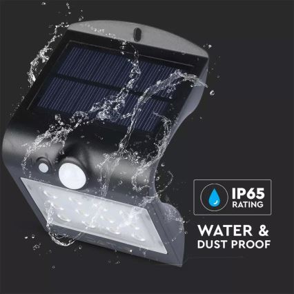 LED Соларен аплик със сензор LED/1.5W/3,7V IP65 1200 mAh