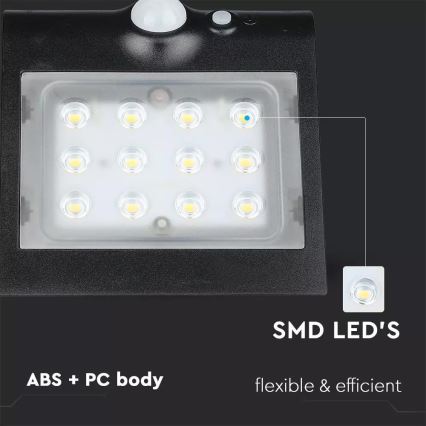 LED Соларен аплик със сензор LED/1.5W/3,7V IP65 1200 mAh