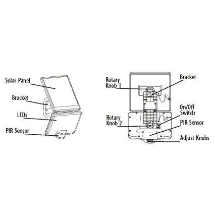 LED Соларен аплик със сензор LED/12W/3,7V 4000 mAh IP54