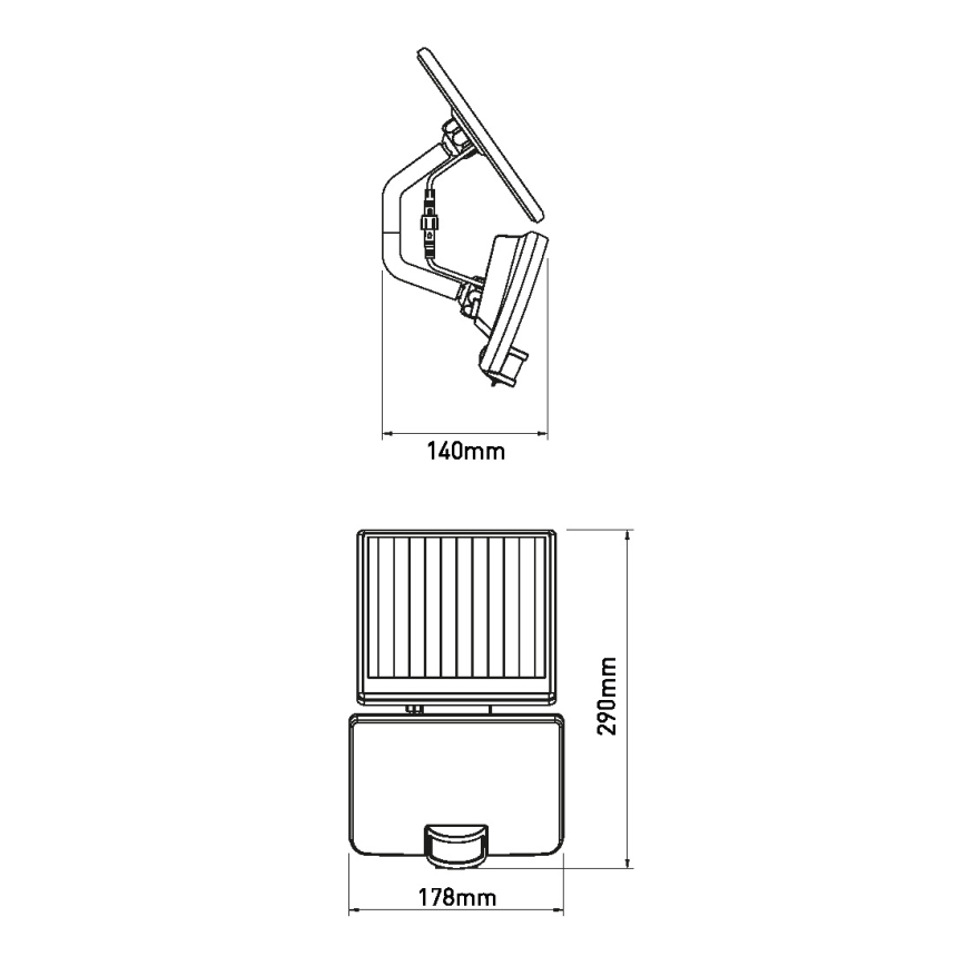 LED Соларен аплик със сензор LED/12W/3,7V 4000 mAh IP54