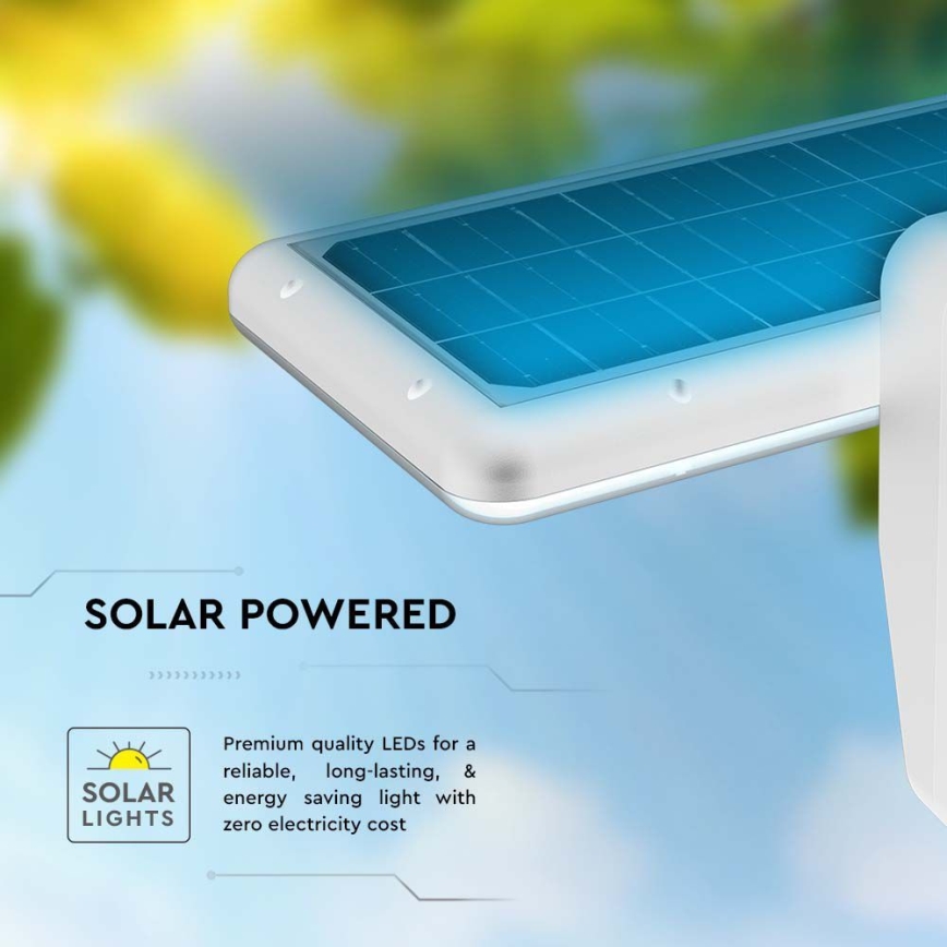 LED Соларен аплик със сензор LED/15W/3,2V 4000K/6000K IP65 6000 mAh бял