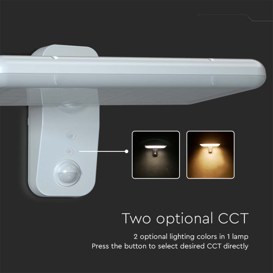 LED Соларен аплик със сензор LED/15W/3,2V 4000K/6000K IP65 6000 mAh бял